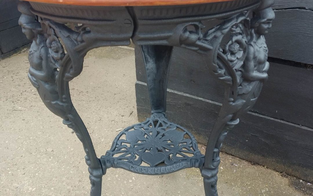 A restored cast iron table…