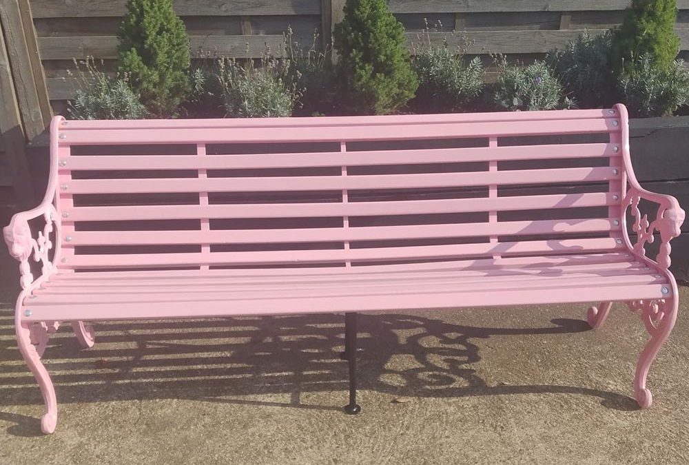 Newly Restored Pink Garden Bench